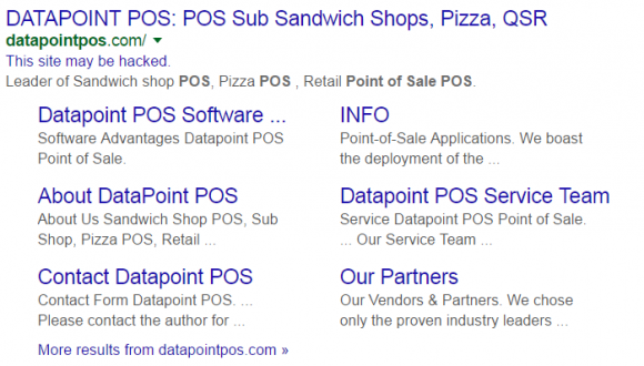 Google thinks Datapoint's Web site is trying to foist malicious software.