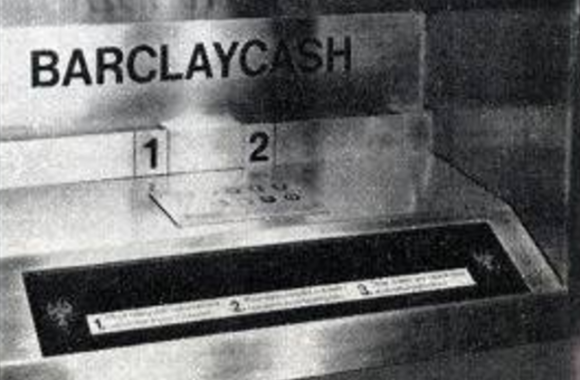 The first ATM was installed in Enfield, in North London, on June 27, 1967. Image: Barclays Bank.