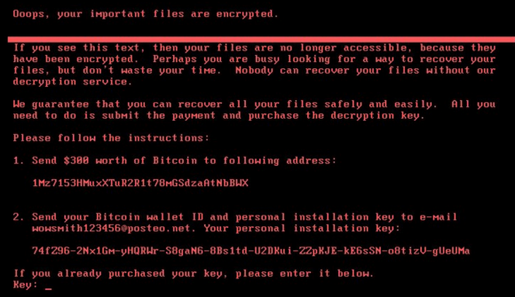 The ransom note that gets displayed on screens of Microsoft Windows computers infected with Petya.
