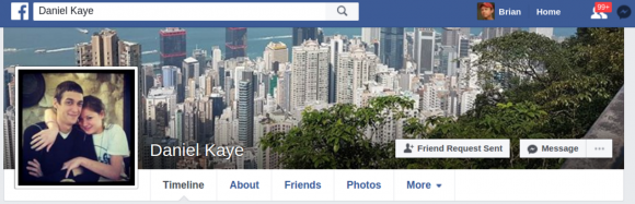 Daniel Kaye's Facebook profile page.