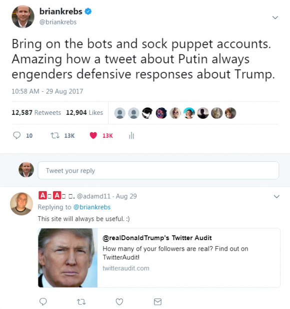This tweet about Putin generated more than 12,000 retweets and likes in a few hours.
